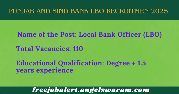 Punjab and Sind Bank LBO Recruitment